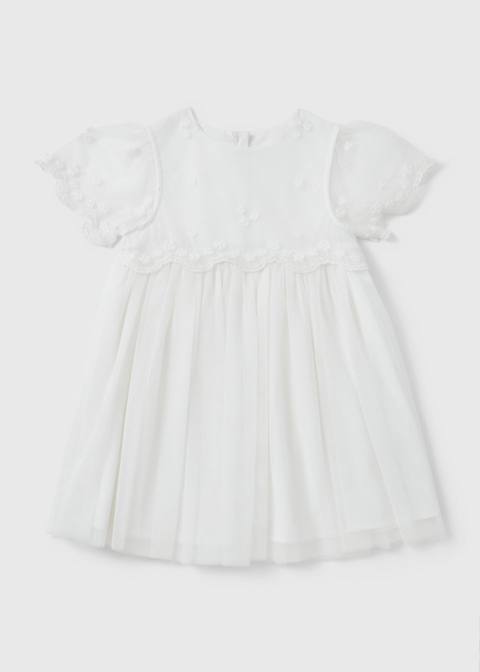 Girls White Lace Mesh Dress (1-10yrs)