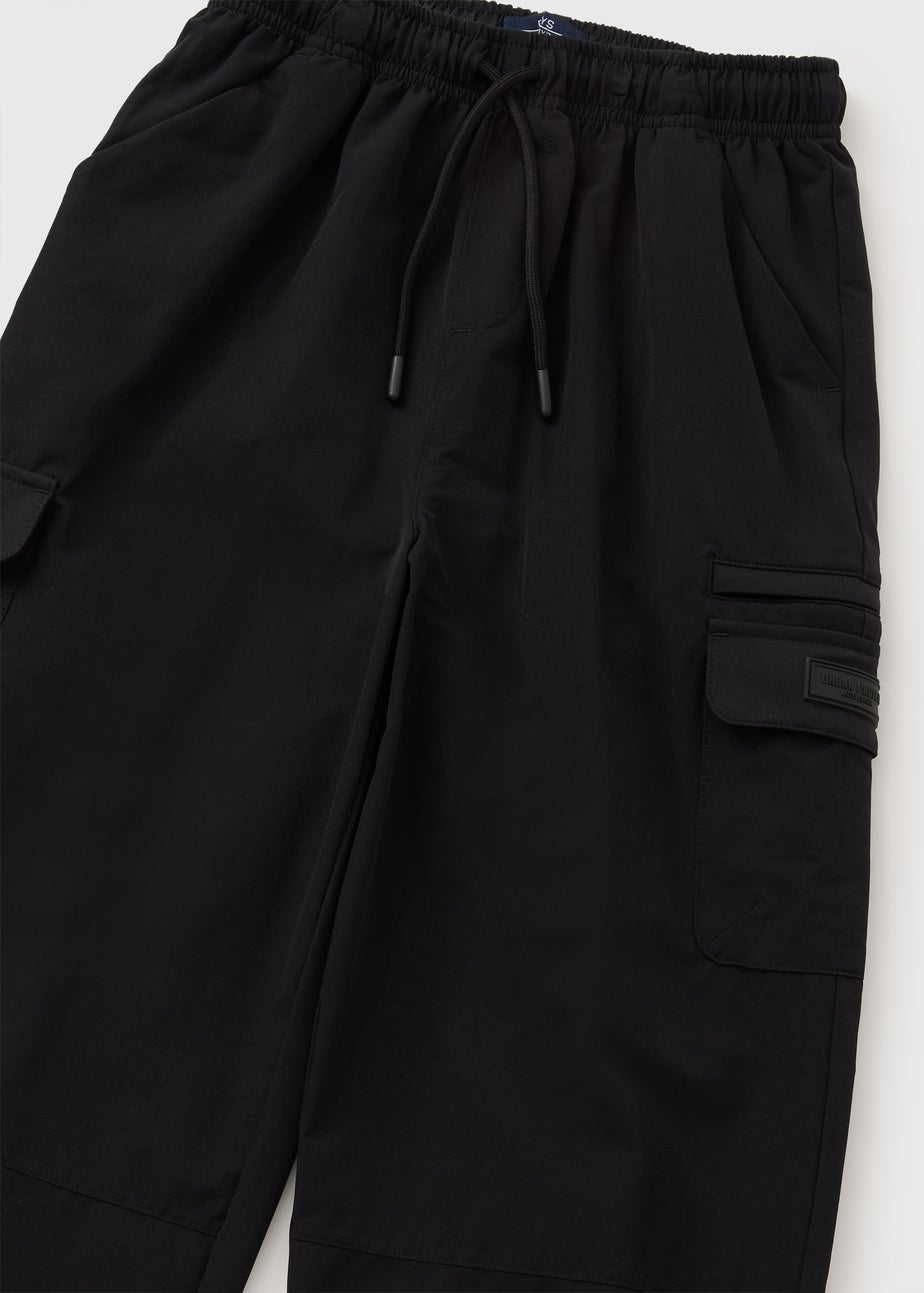 Boys Black Cargo Jogging Bottoms (7-15yrs)