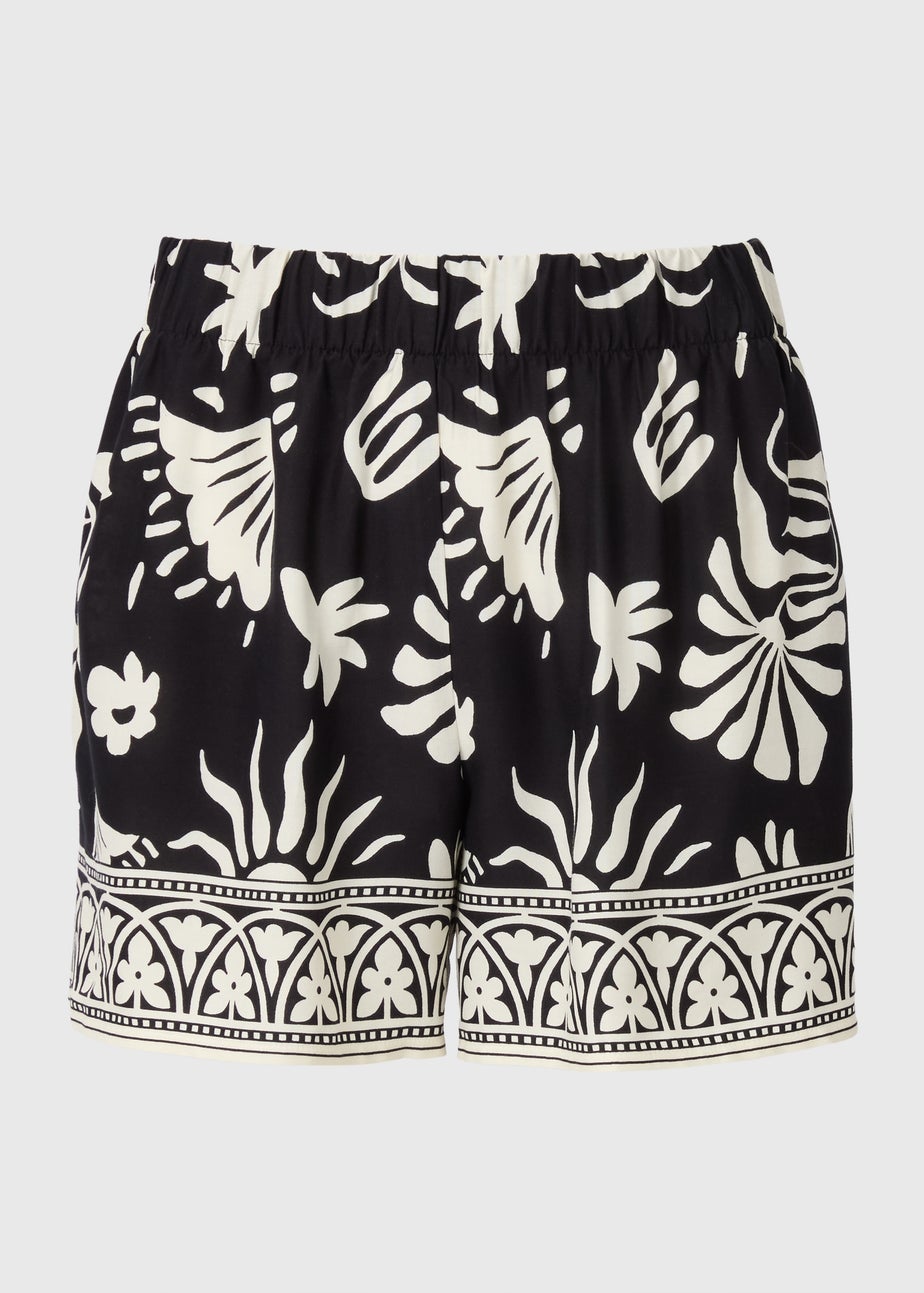 Black Sun Print Viscose Co Ord Shorts