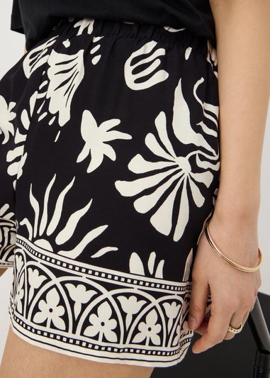 Black Sun Print Viscose Co Ord Shorts