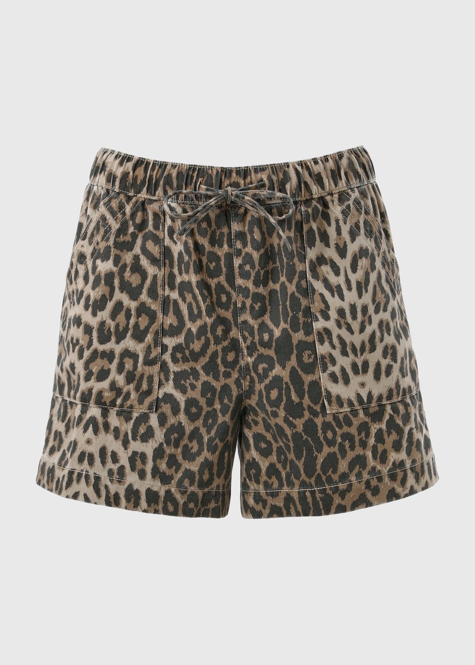 Brown Leopard Print Comfort Utility Shorts