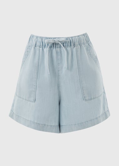 Light Wash Denim Comfort Utility Shorts