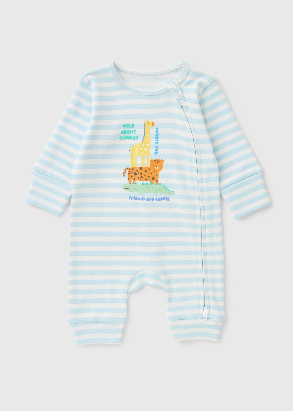 Baby Blue Stripe Animal Sleepsuit (Newborn-23mths)