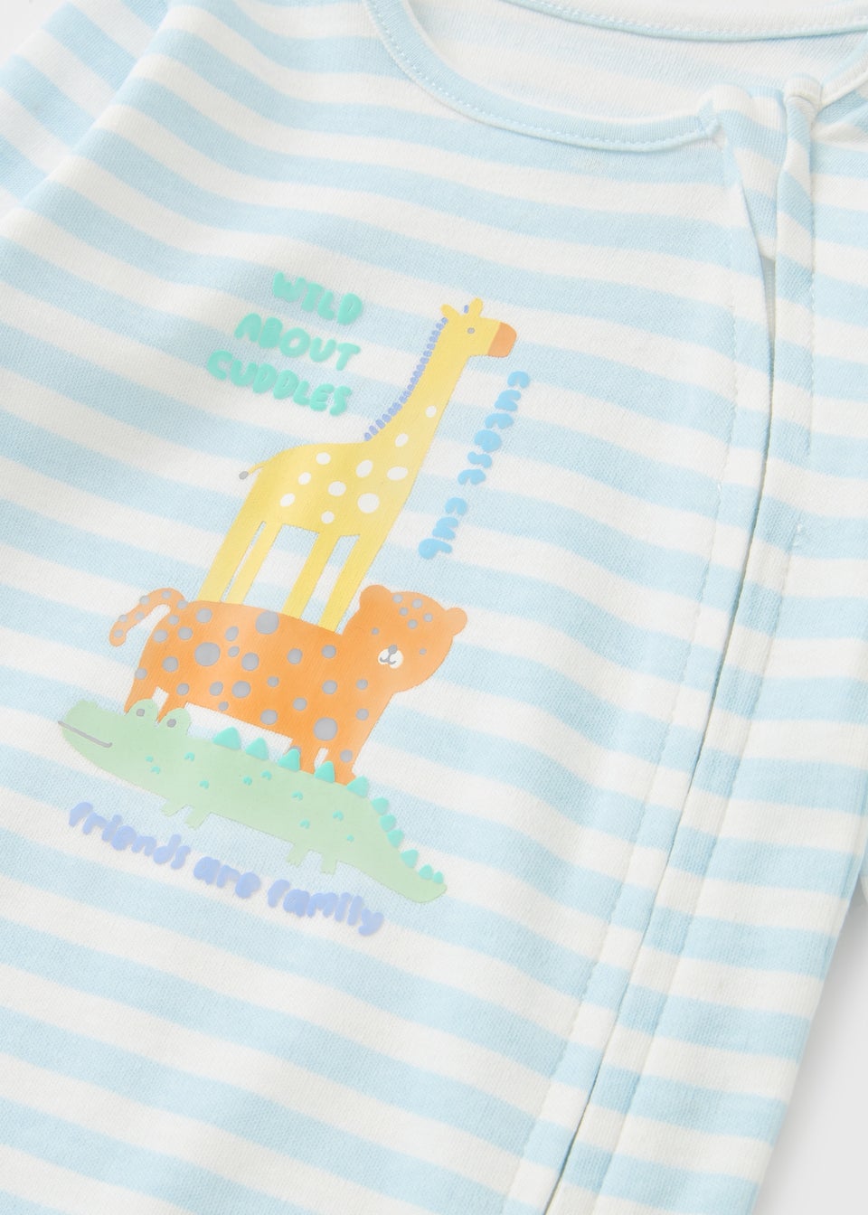 Baby Blue Stripe Animal Sleepsuit (Newborn-23mths)