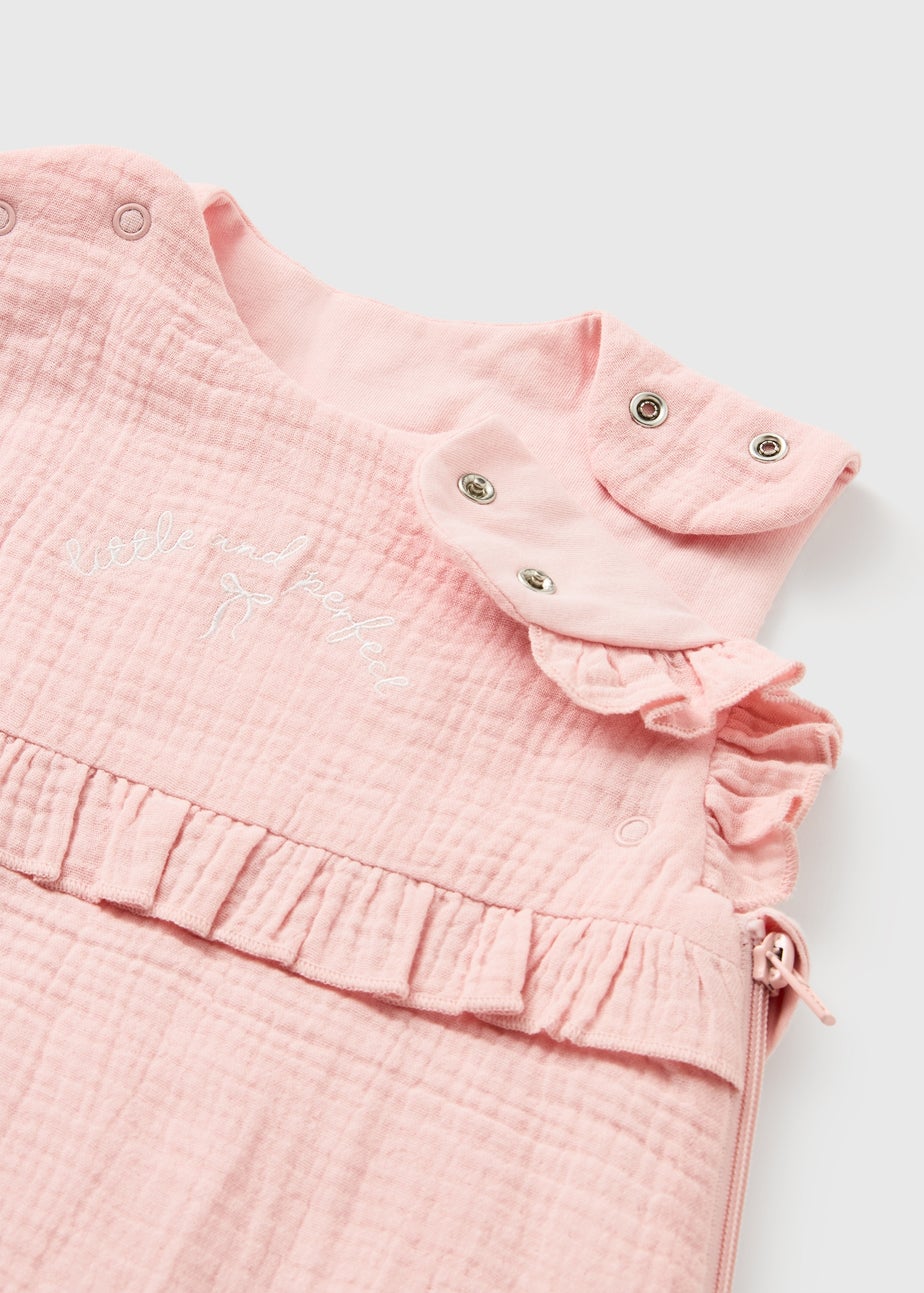 Baby Pink Textured Frill Sleeping Bag (Newborn-18mths)