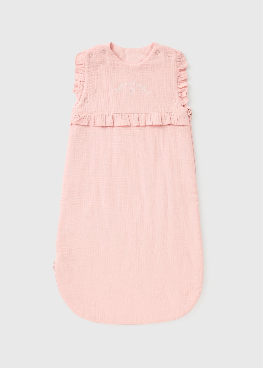 Baby Pink Textured Frill Sleeping Bag (Newborn-18mths)
