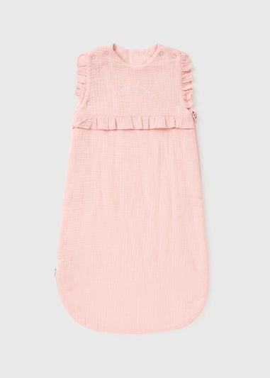 Baby Pink Textured Frill Sleeping Bag (Newborn-18mths)