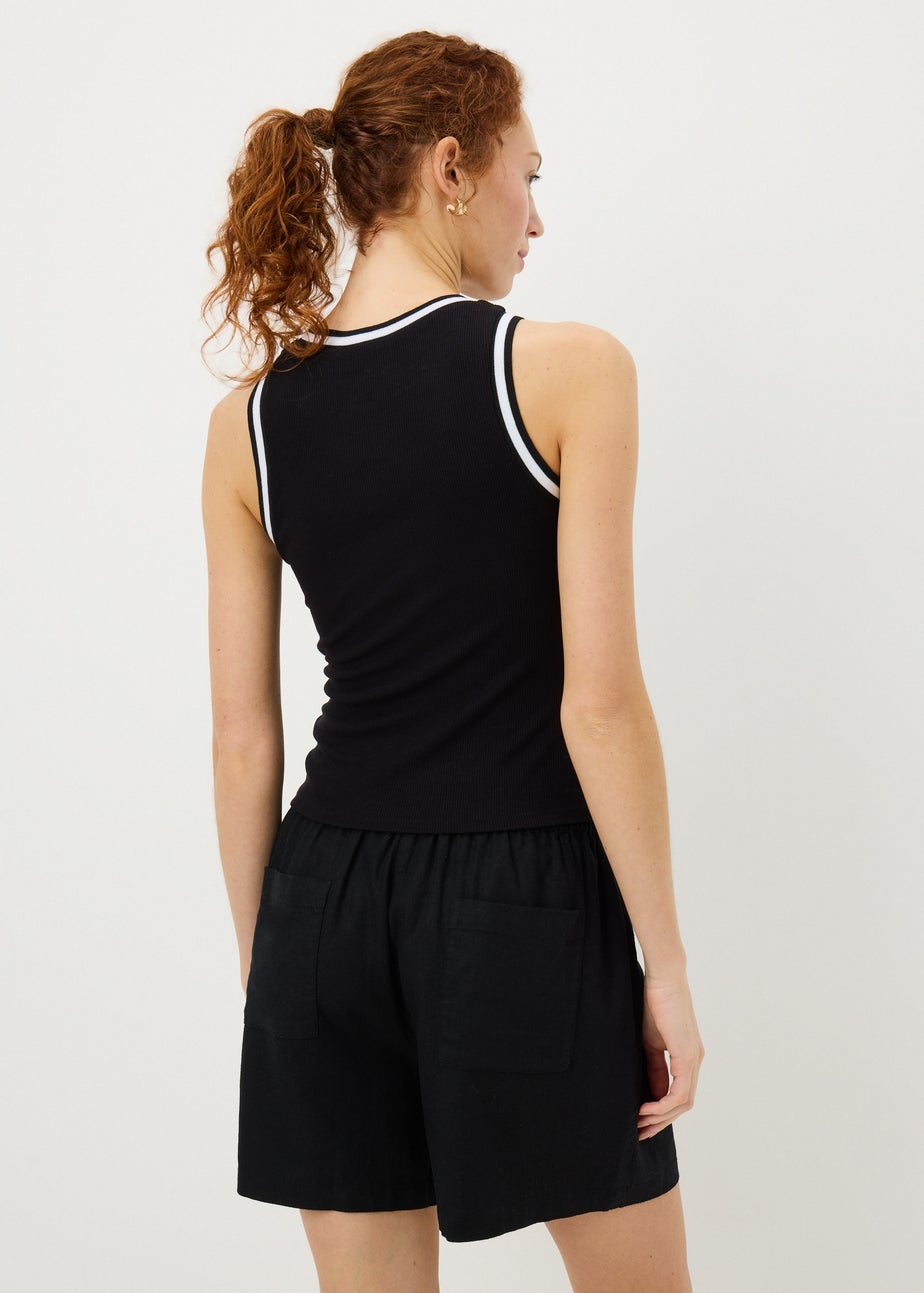 Black Linen Blend Shorts