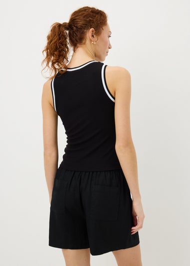 Black Linen Blend Shorts