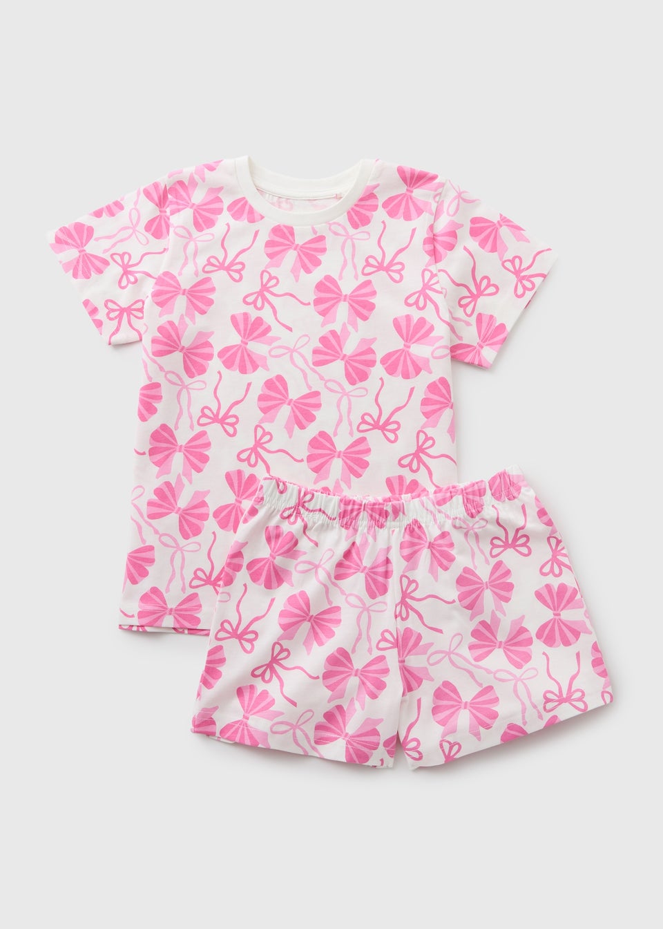 Girls Pink Bow Short Pyjama Set (1-13yrs)