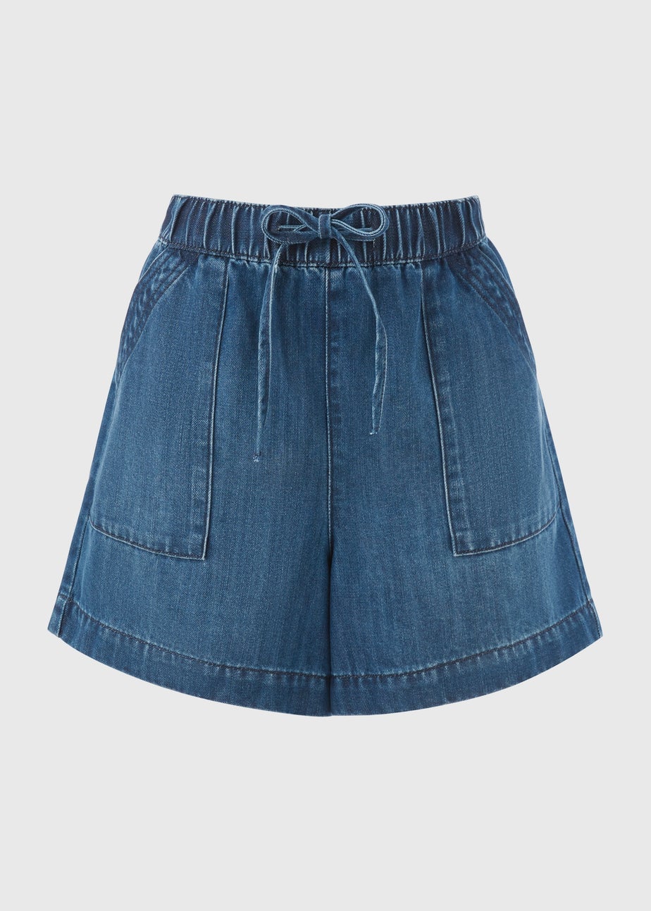 Dark Wash Denim Comfort Utility Shorts