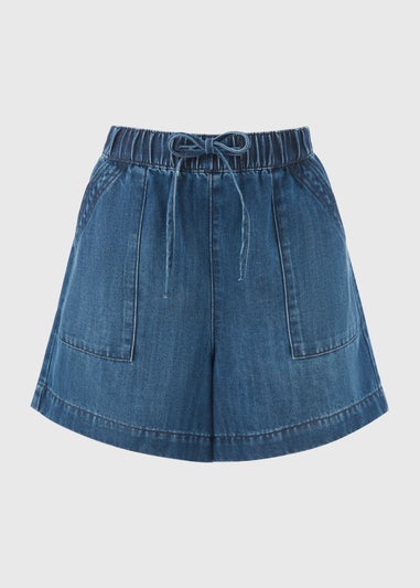 Dark Wash Denim Comfort Utility Shorts