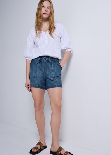 Dark Wash Denim Comfort Utility Shorts