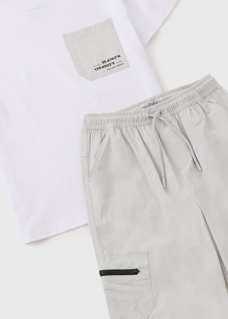 Boys Grey Tech Top & Cargo Set (7-15yrs)