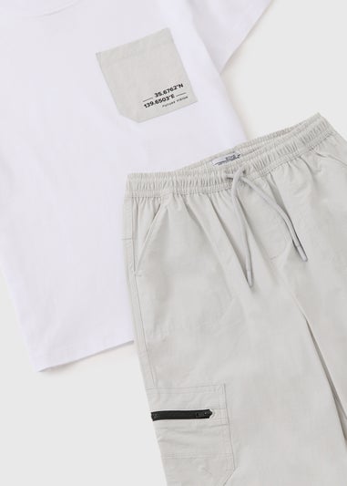 Boys Grey Tech Top & Cargo Set (7-15yrs)