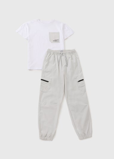 Boys Grey Tech Top & Cargo Set (7-15yrs)
