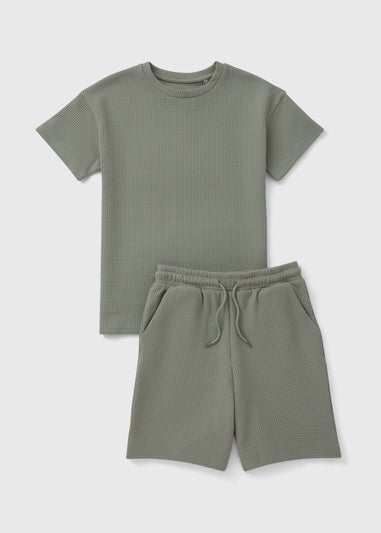 Boys Sage Waffle Top & Short Set (7-15yrs)