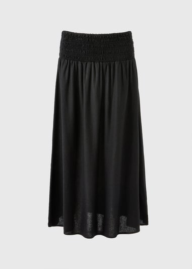 Black Linen Rich Midaxi Skirt