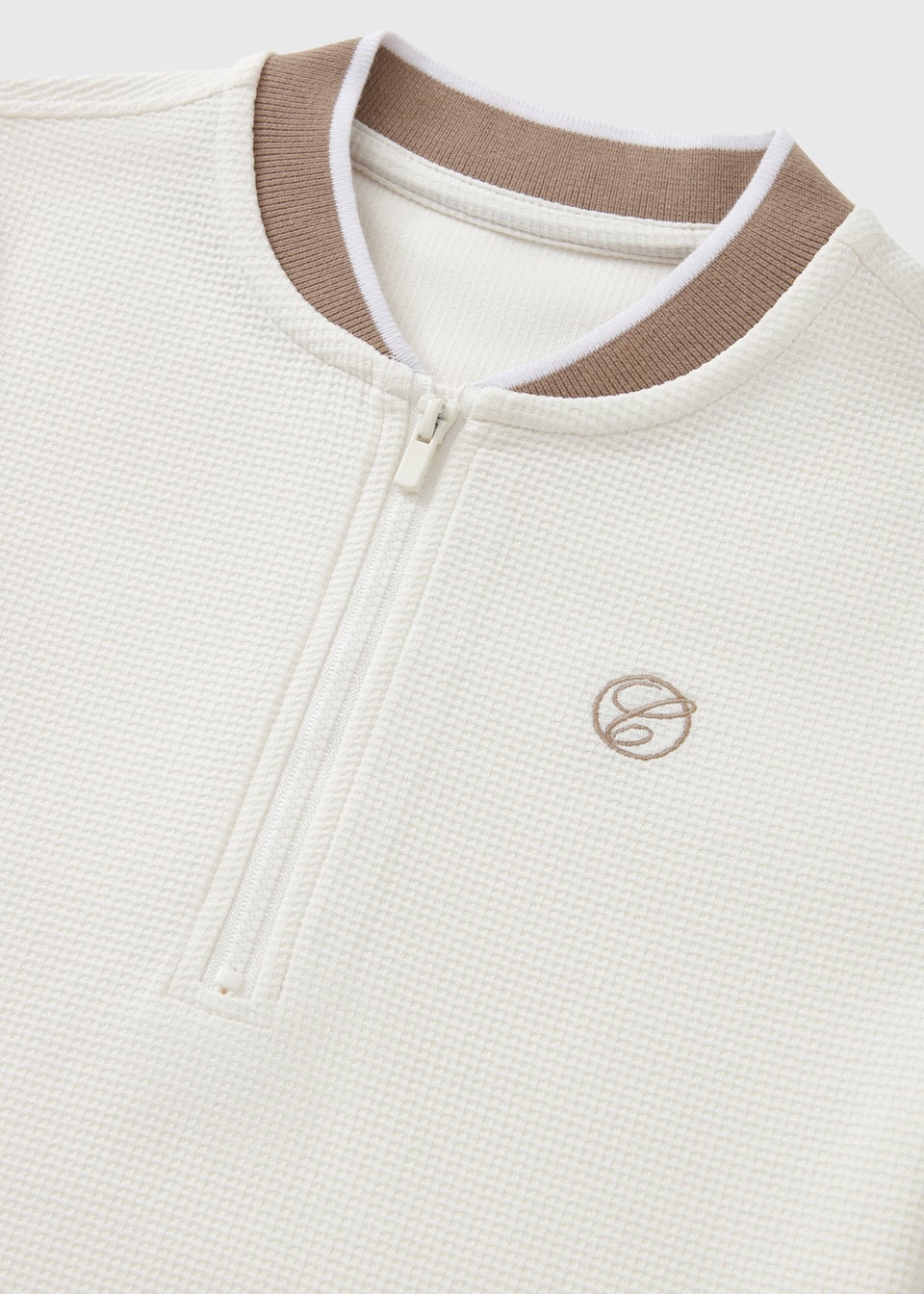 Boys Cream Smart Zip Polo Top (7-15yrs)