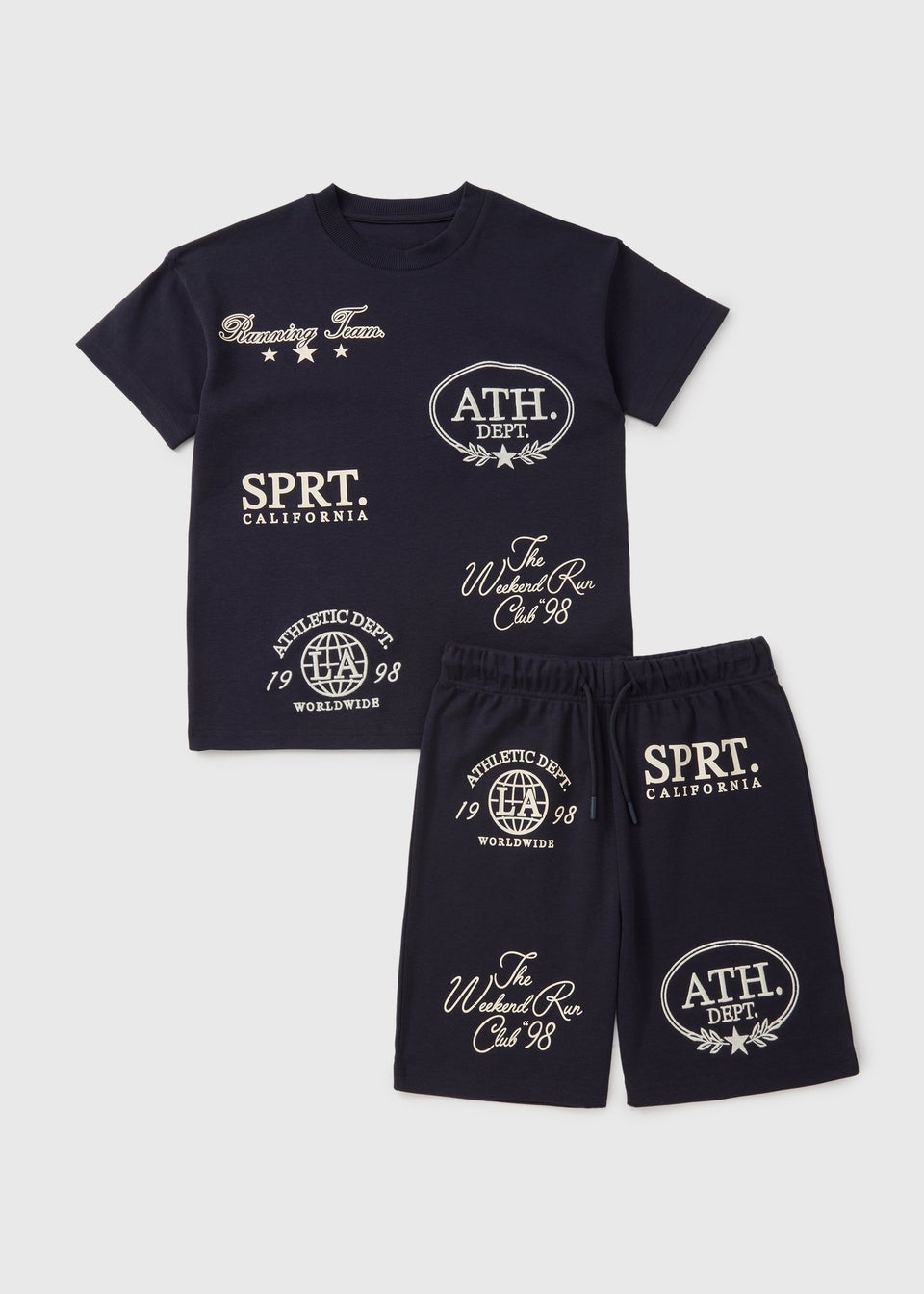 Boys Navy Logo T-Shirt & Shorts Set (7-15yrs)