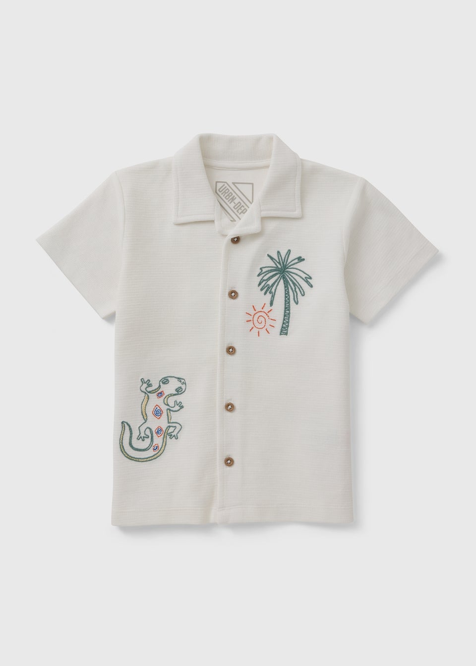 Boys Cream Embroidered Gecko Shirt (1-7yrs)