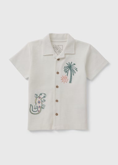 Boys Cream Embroidered Gecko Shirt (1-7yrs)