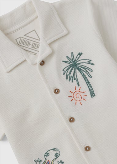 Boys Cream Embroidered Gecko Shirt (1-7yrs)