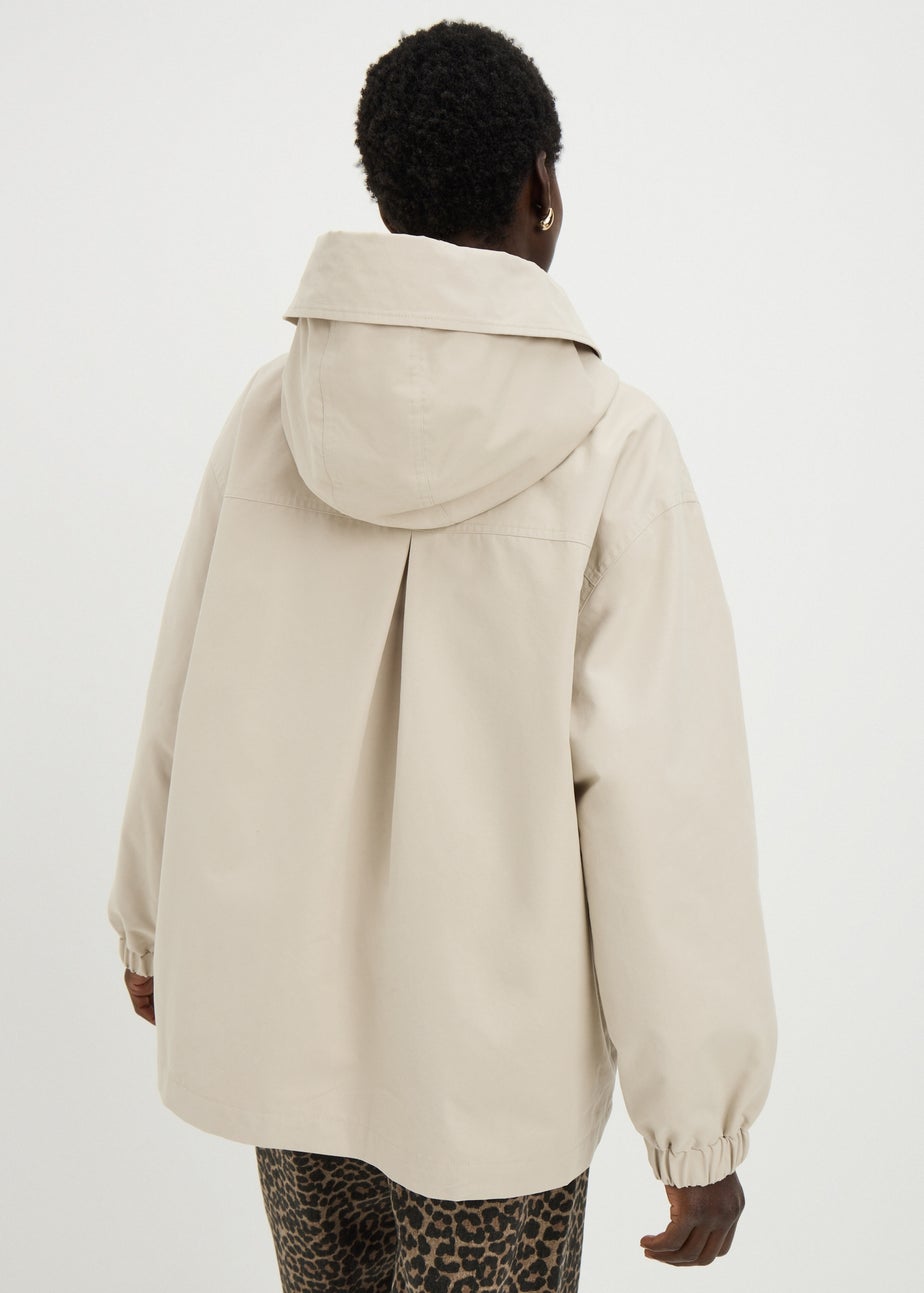 Beige Hooded Anorak Jacket