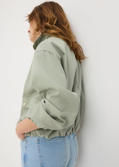 Sage Green Funnel Neck Utility Jacket