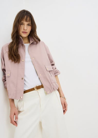 Light Pink Funnel Neck Utility Jacket