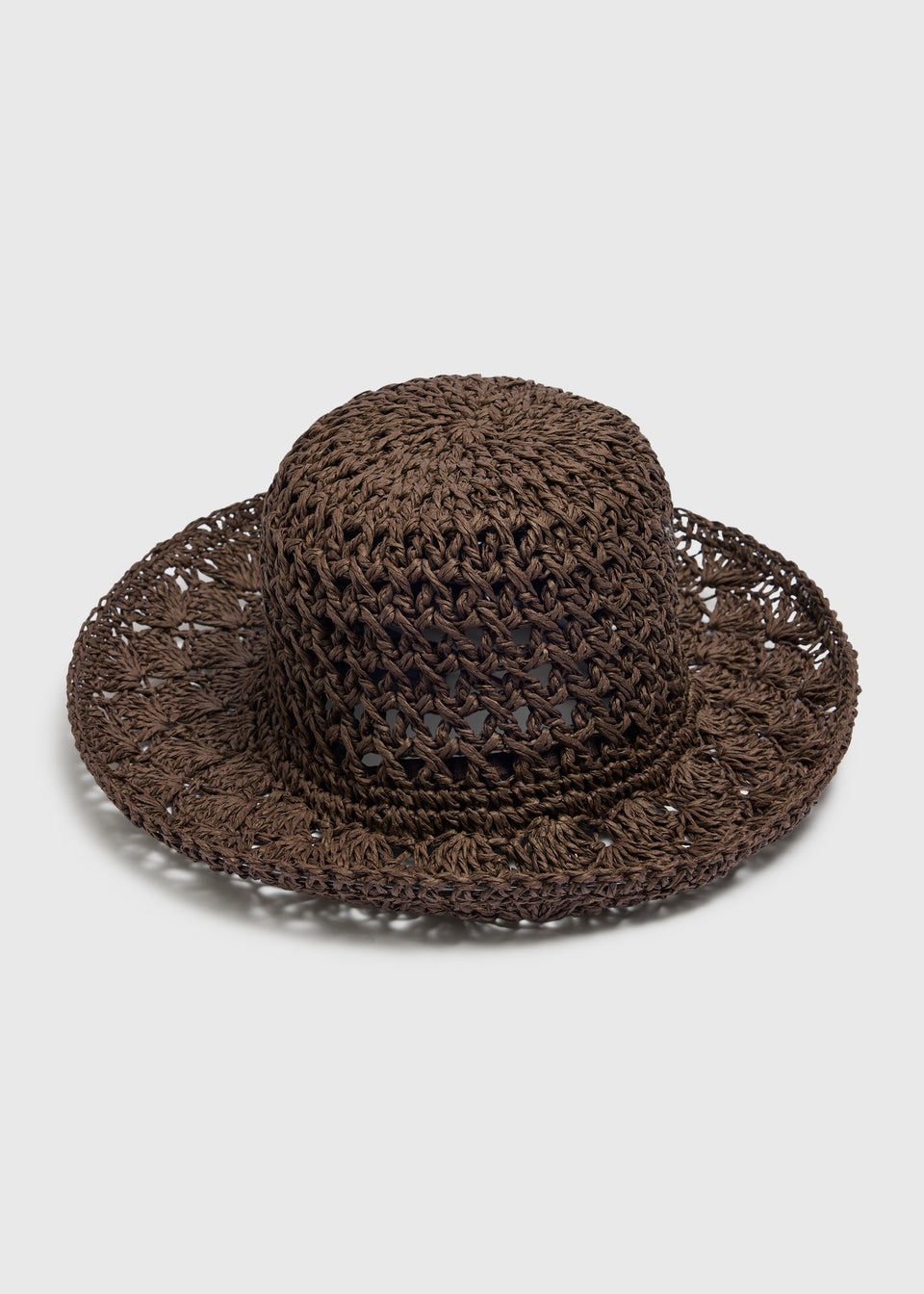 Chocolate Brown Straw Bucket Hat