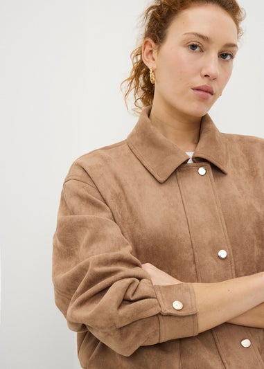 Tan Faux Suede Utility Jacket