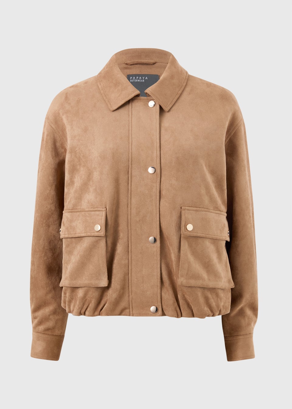 Tan Faux Suede Utility Jacket