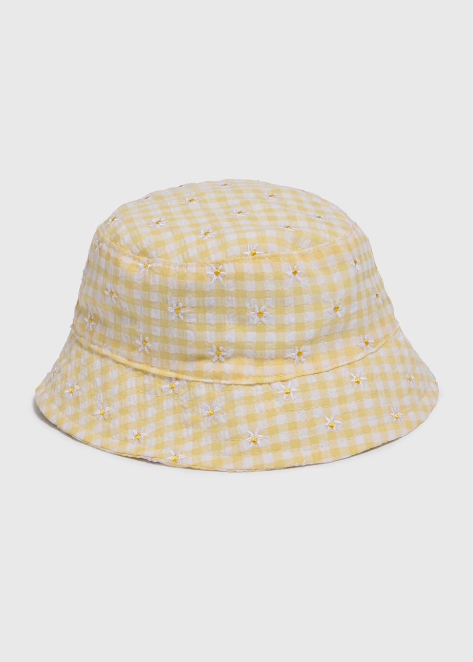 Baby Yellow Daisy Gingham Hat (Newborn-24mths)