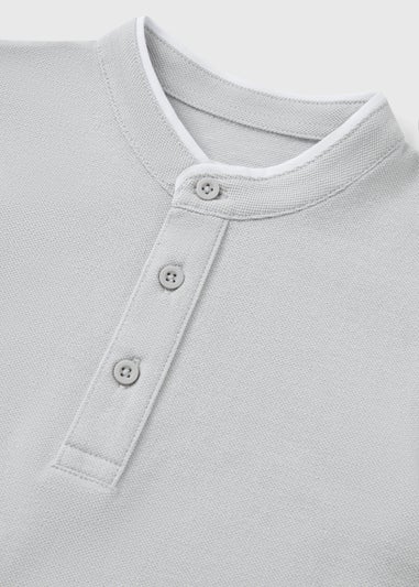 Girls Grey Henley Polo Top (1-7yrs)