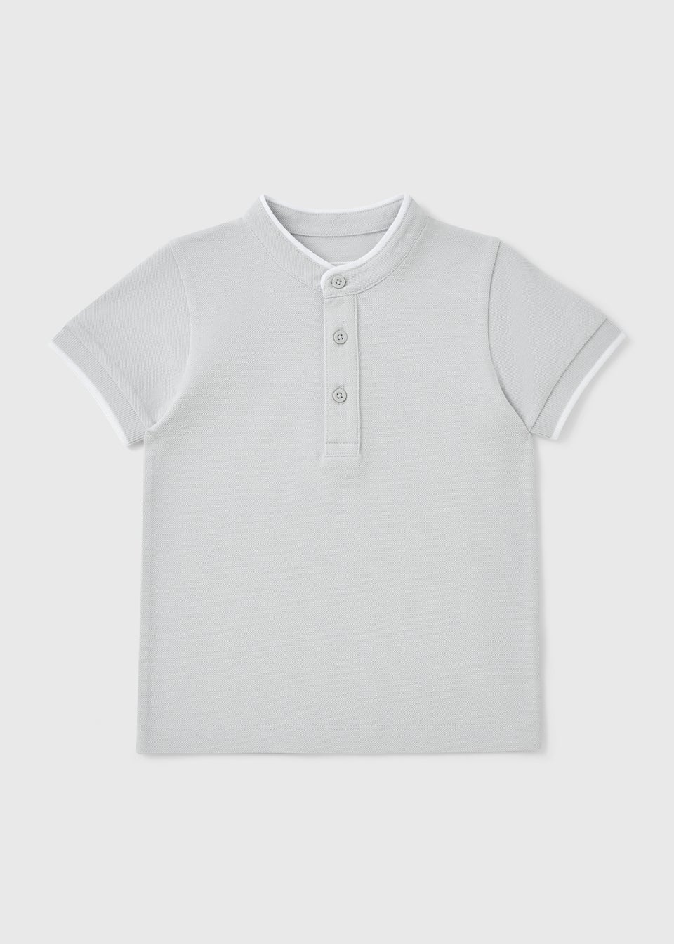 Girls Grey Henley Polo Top (1-7yrs)