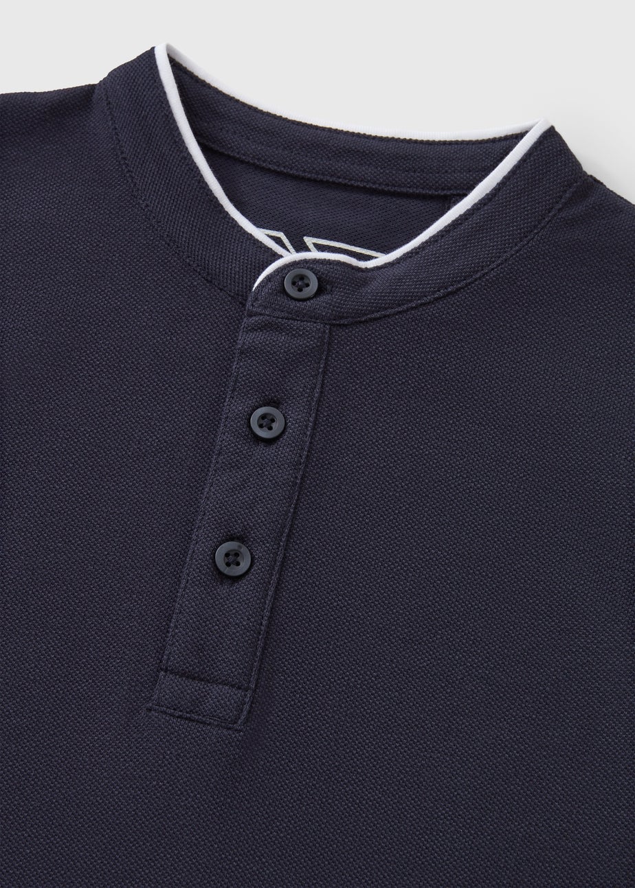 Boys Navy Henley Polo Top (1-7yrs)