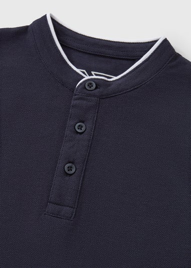 Boys Navy Henley Polo Top (1-7yrs)