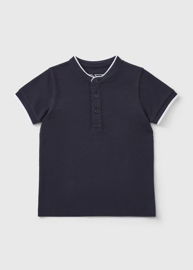 Boys Navy Henley Polo Top (1-7yrs)