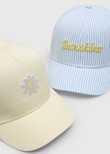 2 Pack Girls Yellow Summer Caps (7-13yrs)