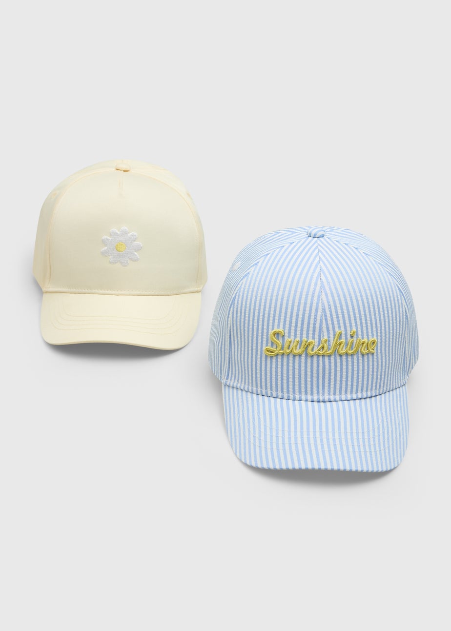 2 Pack Girls Yellow Summer Caps (7-13yrs)