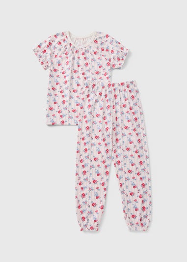 Girls Cream Floral Pyjama Set (1-13yrs)