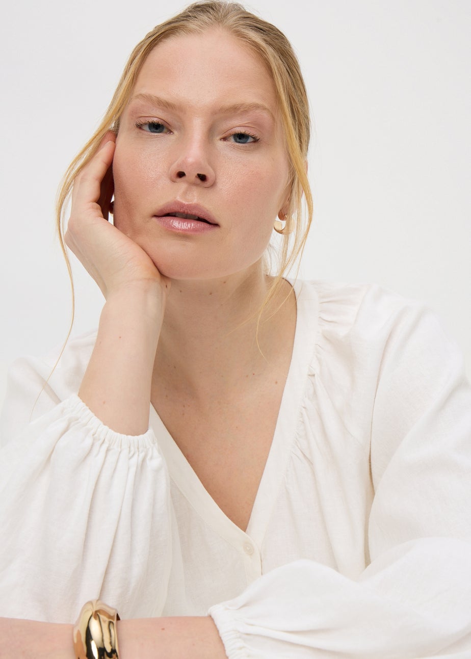 White Linen Rich Popover Shirt