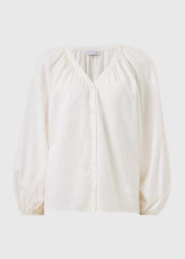 White Linen Rich Popover Shirt