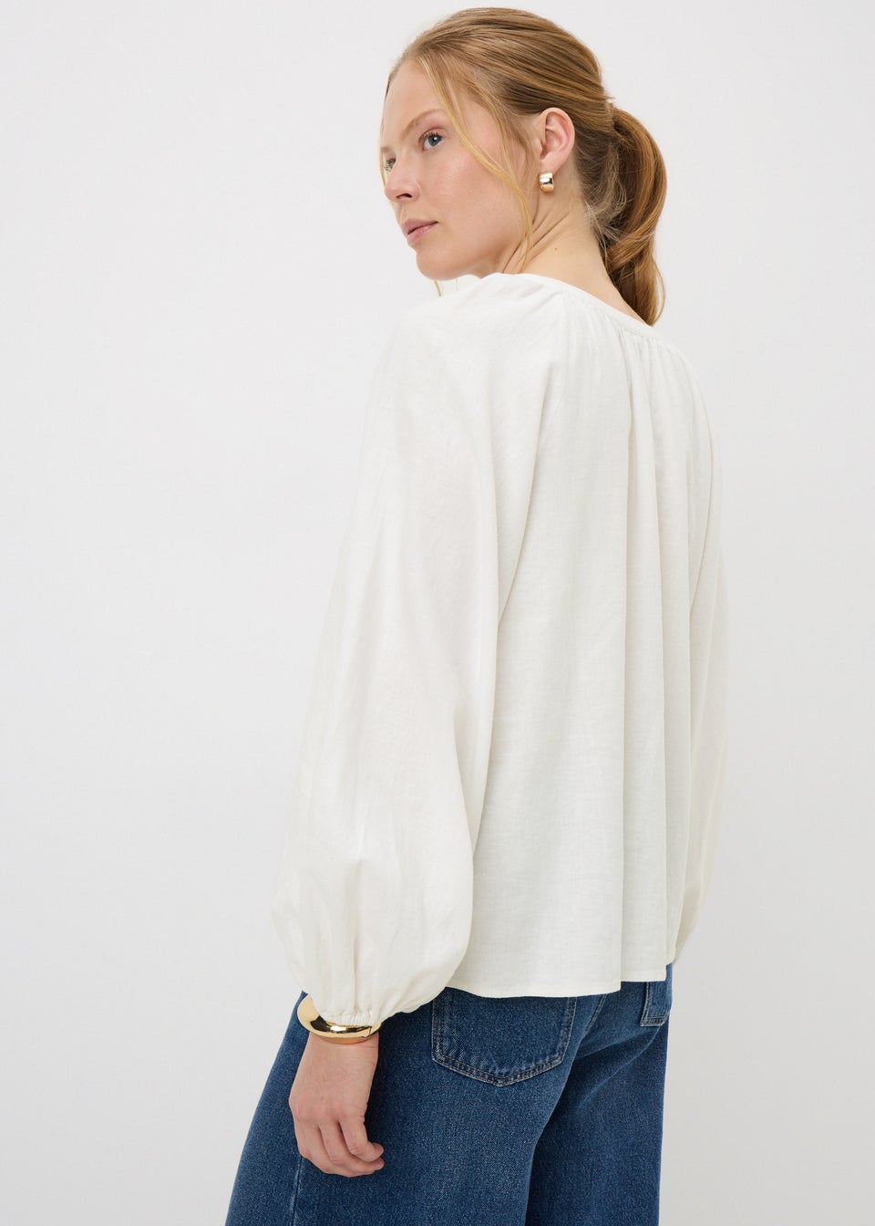 White Linen Rich Popover Shirt