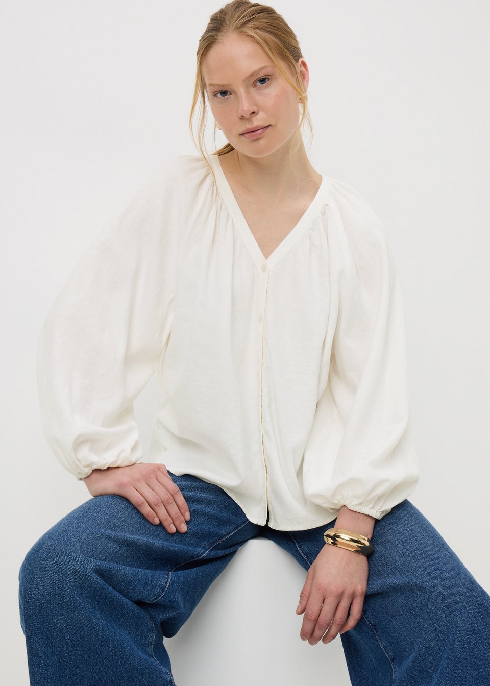 White Linen Rich Popover Shirt