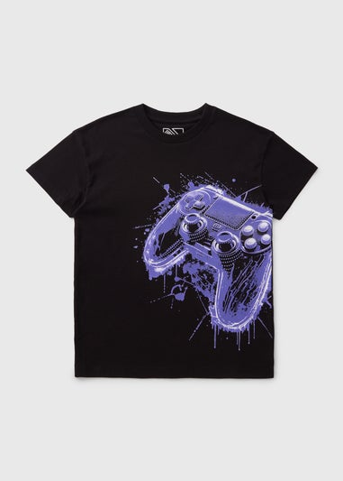 Boys Black Games Console T-Shirt (7-15yrs)