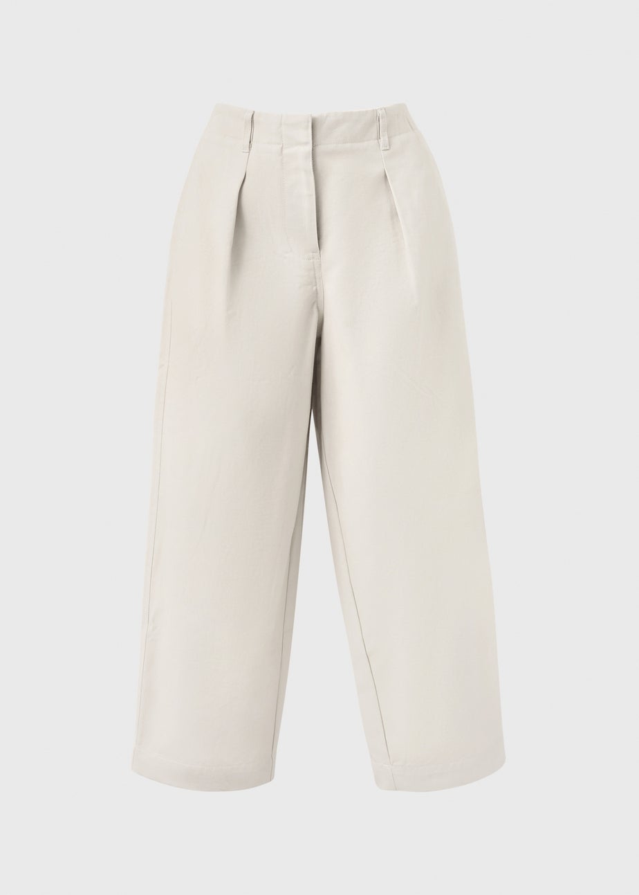 Taupe Culotte Barrel Trousers