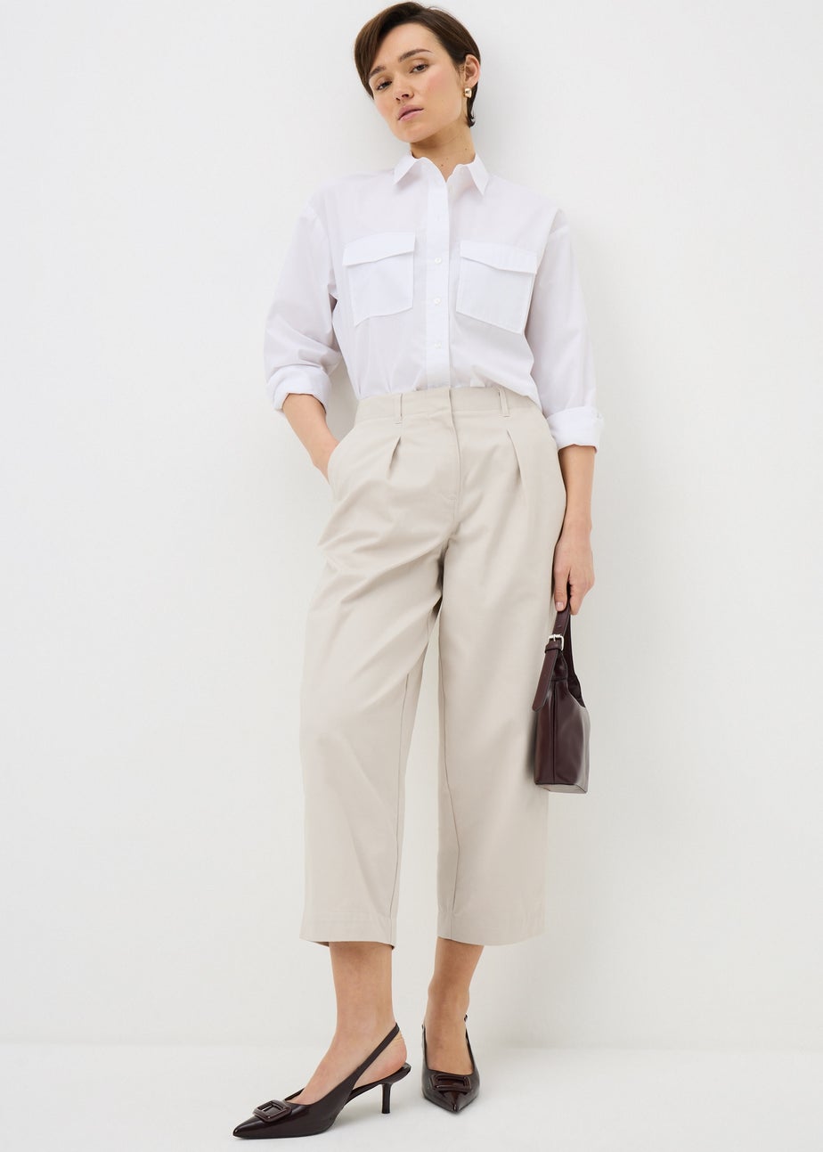 Taupe Culotte Barrel Trousers
