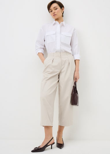 Taupe Culotte Barrel Trousers